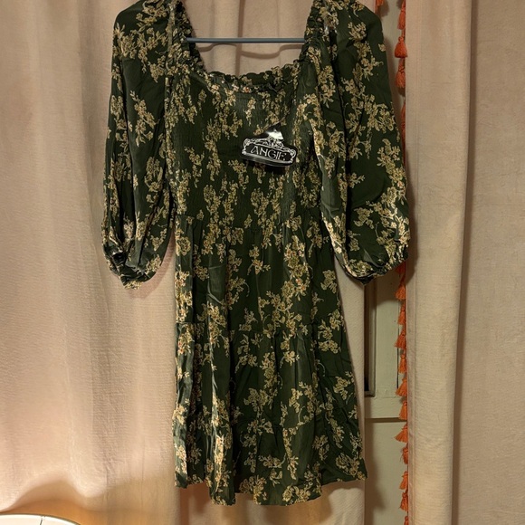 Angie Olive Floral Long Sleeve Dress - Picture 1 of 4